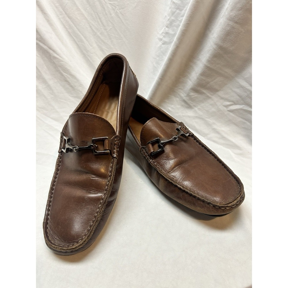 Bruno Magli Xander Mens Leather Driving Loafers Brown Horsebit Size 10